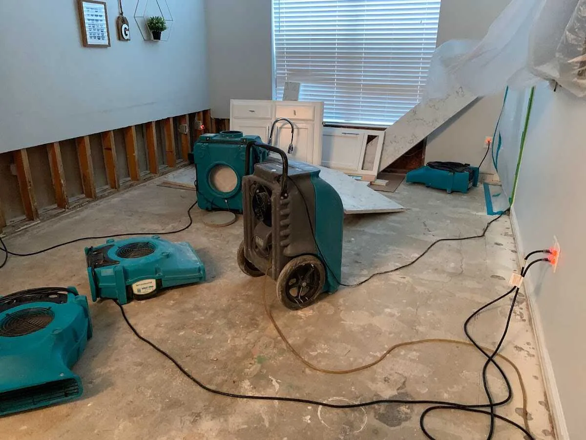 Dehumidifier in flood-cut room for Water Damage Restoration in Senatobia